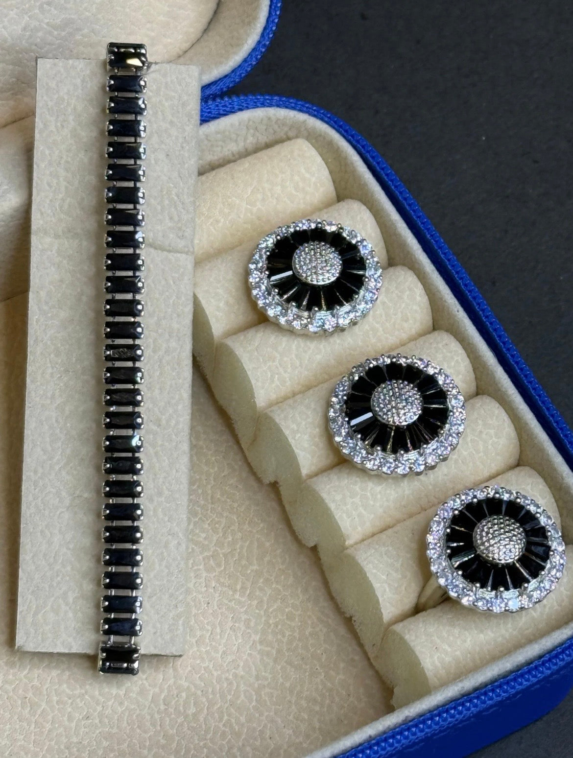 Ladies' Black Jewelry Set with Watch